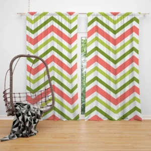 Guava Colored Chevron Design Curtain