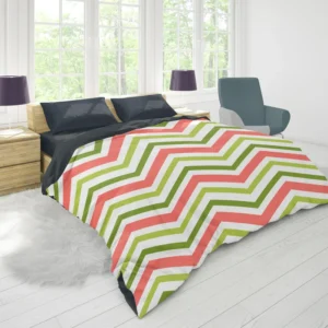 Guava Colored Chevron Design Duvet Cover 1