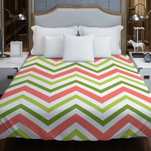 Guava Colored Chevron Design Duvet Cover