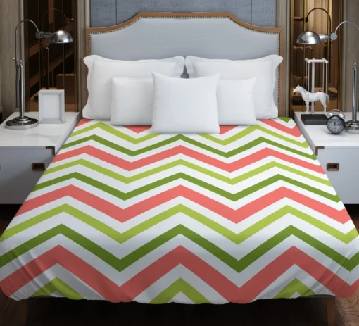 Guava Colored Chevron Design Duvet Cover