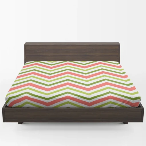 Guava Colored Chevron Design Fitted Sheet 1