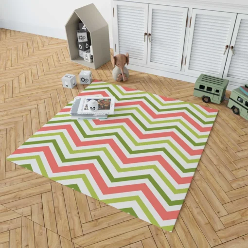 Guava Colored Chevron Design Rug 1