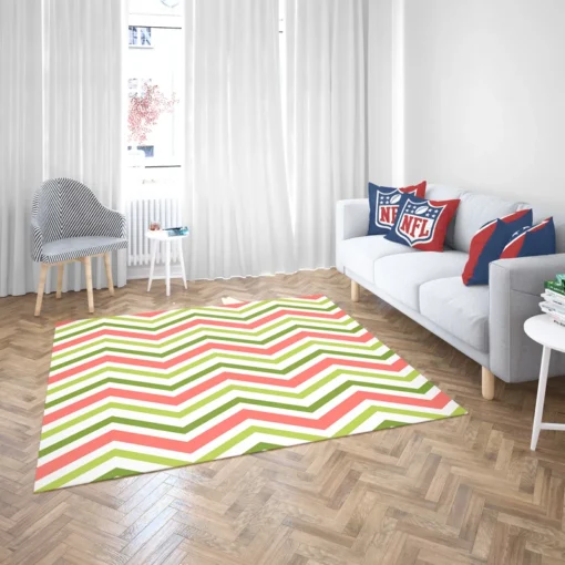 Guava Colored Chevron Design Rug 2