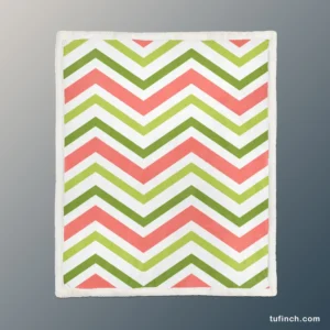 Guava Colored Chevron Design Sherpa Fleece Blanket 1