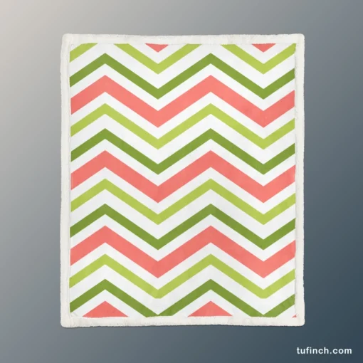 Guava Colored Chevron Design Sherpa Fleece Blanket 1