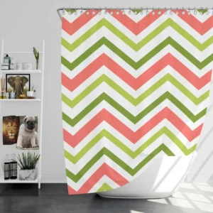 Guava Colored Chevron Design Shower Curtain