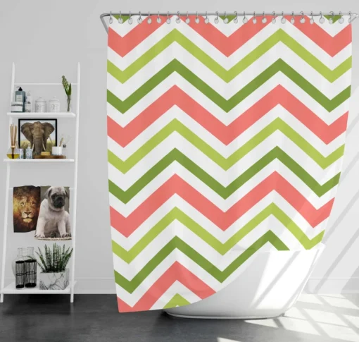 Guava Colored Chevron Design Shower Curtain