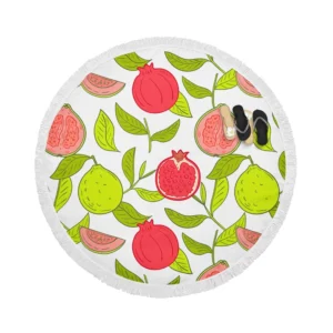 Guava Grove Inspired Pattern Round Beach Towel