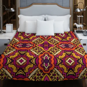 Gypsy Ethnic Floral Pattern With Doodle Design Duvet Cover