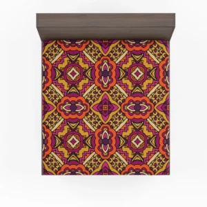 Gypsy Ethnic Floral Pattern With Doodle Design Fitted Sheet