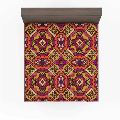 Gypsy Ethnic Floral Pattern With Doodle Design Fitted Sheet