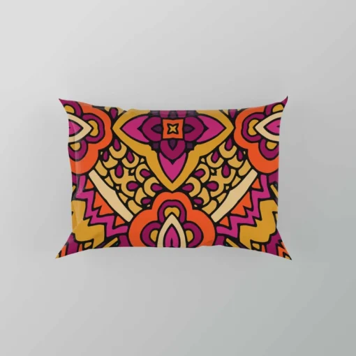 Gypsy Ethnic Floral Pattern With Doodle Design Pillow Case