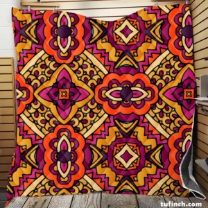 Gypsy Ethnic Floral Pattern With Doodle Design Quilt Blanket