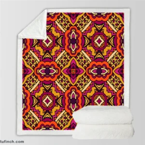 Gypsy Ethnic Floral Pattern With Doodle Design Sherpa Fleece Blanket