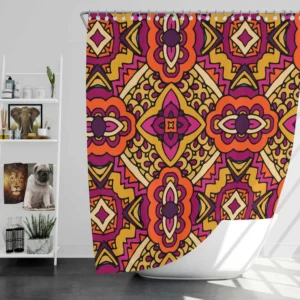 Gypsy Ethnic Floral Pattern With Doodle Design Shower Curtain