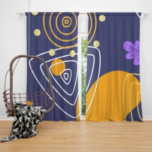 Hand Drawn Abstract Element Pattern Curtain