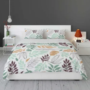 Hand Drawn Abstract Leaves Pattern Bedding Set 1