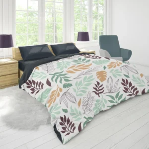 Hand Drawn Abstract Leaves Pattern Duvet Cover 1