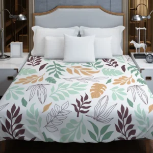 Hand Drawn Abstract Leaves Pattern Duvet Cover