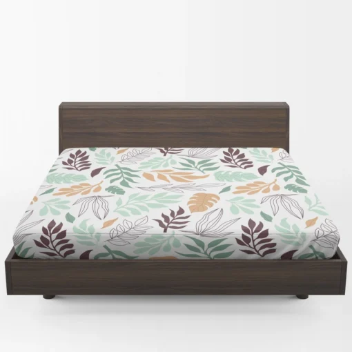 Hand Drawn Abstract Leaves Pattern Fitted Sheet 1