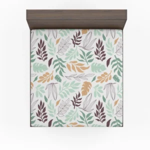 Hand Drawn Abstract Leaves Pattern Fitted Sheet