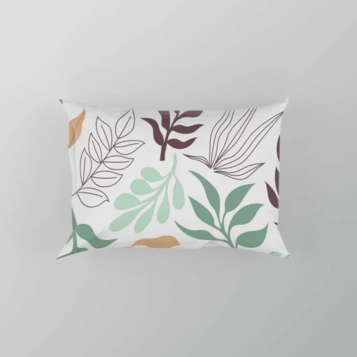 Hand Drawn Abstract Leaves Pattern Pillow Case