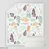 Hand Drawn Abstract Leaves Pattern Sherpa Fleece Blanket