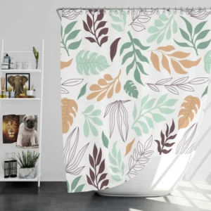 Hand Drawn Abstract Leaves Pattern Shower Curtain