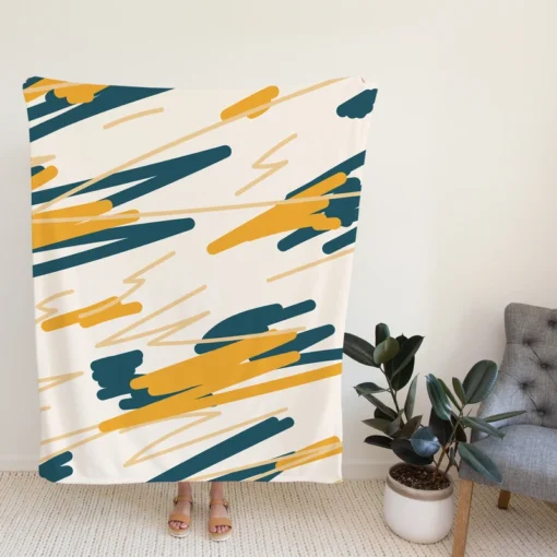 Hand Drawn Abstract Lines Pattern Fleece Blanket