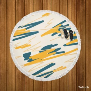 Hand Drawn Abstract Lines Pattern Round Beach Towel