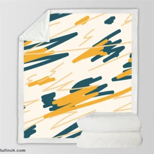 Hand Drawn Abstract Lines Pattern Sherpa Fleece Blanket