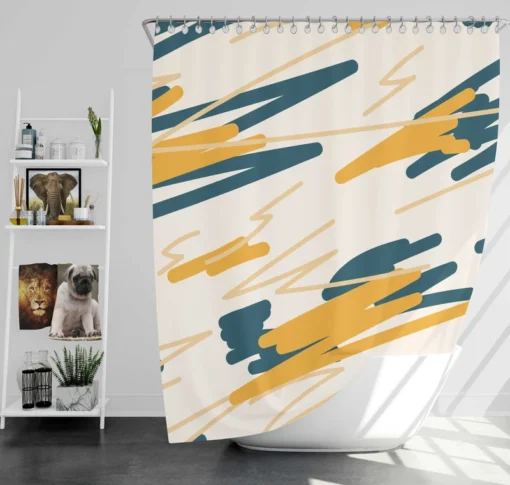 Hand Drawn Abstract Lines Pattern Shower Curtain