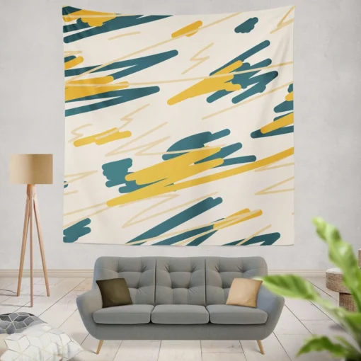 Hand Drawn Abstract Lines Pattern Wall Tapestry