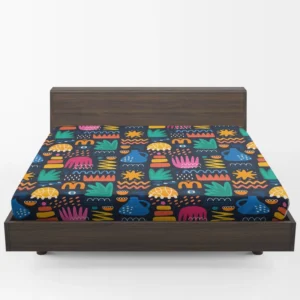 Hand Drawn Abstract Shapes Pattern Fitted Sheet 1