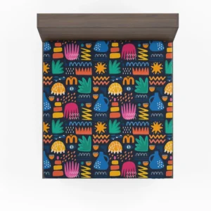 Hand Drawn Abstract Shapes Pattern Fitted Sheet