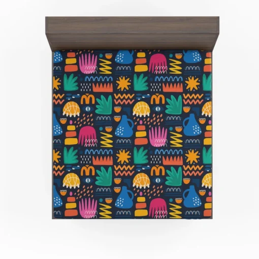 Hand Drawn Abstract Shapes Pattern Fitted Sheet