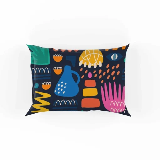 Hand Drawn Abstract Shapes Pattern Pillow Case