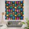 Hand Drawn Abstract Shapes Pattern Wall Tapestry