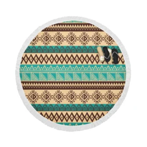 Hand Drawn African Pattern Design Round Beach Towel