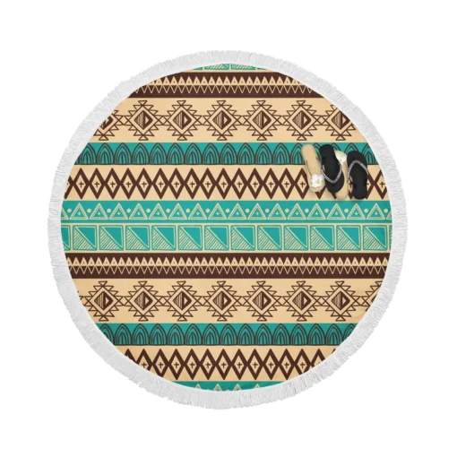 Hand Drawn African Pattern Design Round Beach Towel