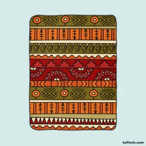 Hand Drawn African Pattern Fleece Blanket 1