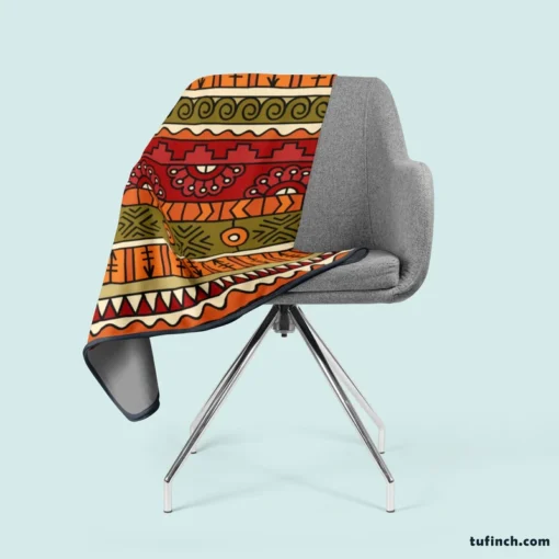 Hand Drawn African Pattern Fleece Blanket 2