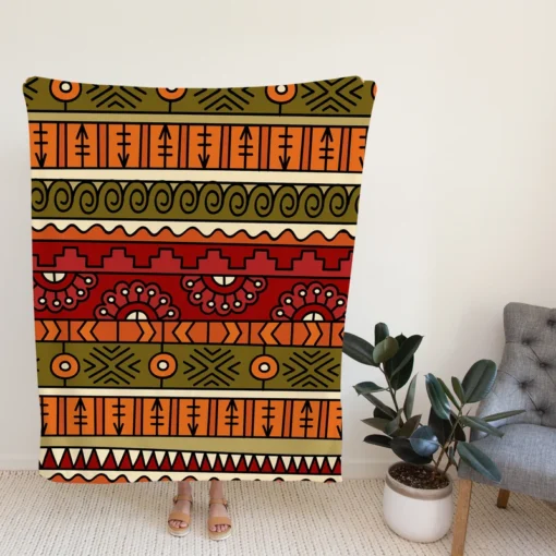 Hand Drawn African Pattern Fleece Blanket