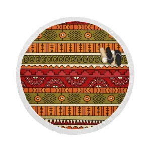 Hand Drawn African Pattern Round Beach Towel