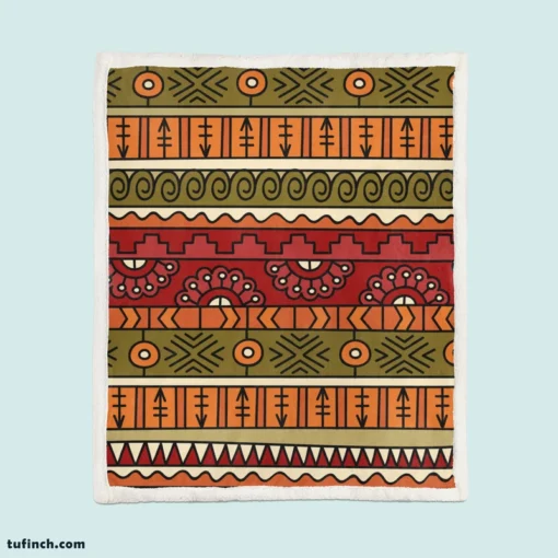 Hand Drawn African Pattern Sherpa Fleece Blanket 1