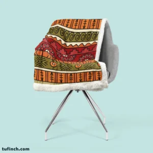 Hand Drawn African Pattern Sherpa Fleece Blanket 2