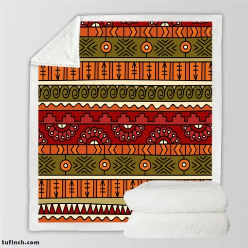 Hand Drawn African Pattern Sherpa Fleece Blanket