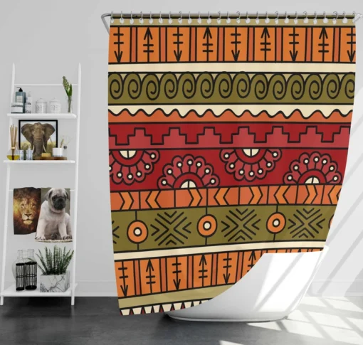 Hand Drawn African Pattern Shower Curtain