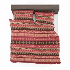 Hand Drawn African Pattern on Crimson Pink Bedding Set 1