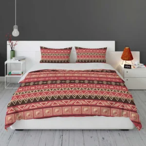 Hand Drawn African Pattern on Crimson Pink Bedding Set 2